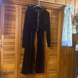Velour Jogging Suit with Boujee on the top and bottom. Top is a hoodie